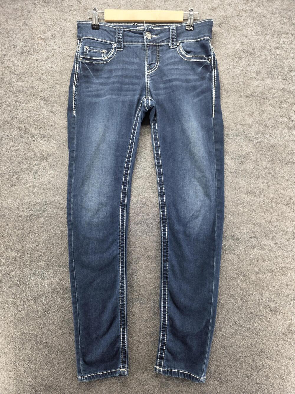 Daytrip Jeans Womens 27R Blue Virgo Skinny Rhinestone Extra-Slim 30 Inseam